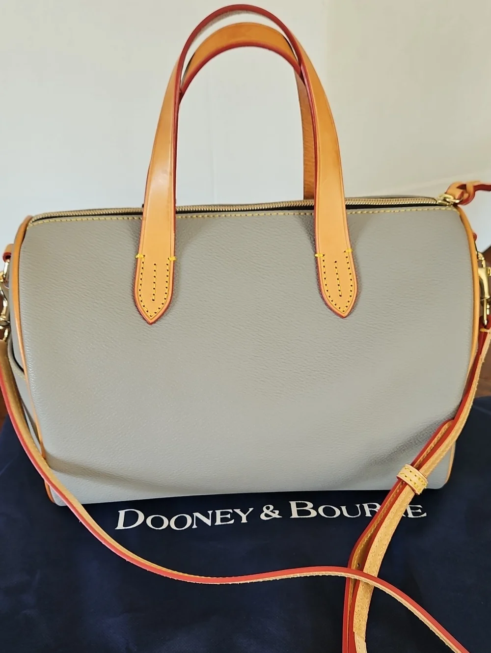 NWT Dooney & Bourke Smoke Grey Olivia Pebble Leather Satchel